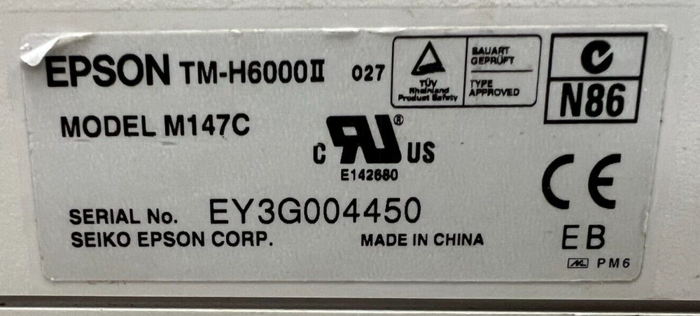 EPSON TMH6000II MULTIFUNCTION PRINTER WITH TRANSSCAN WHITE PRINT WIDTH 3.1