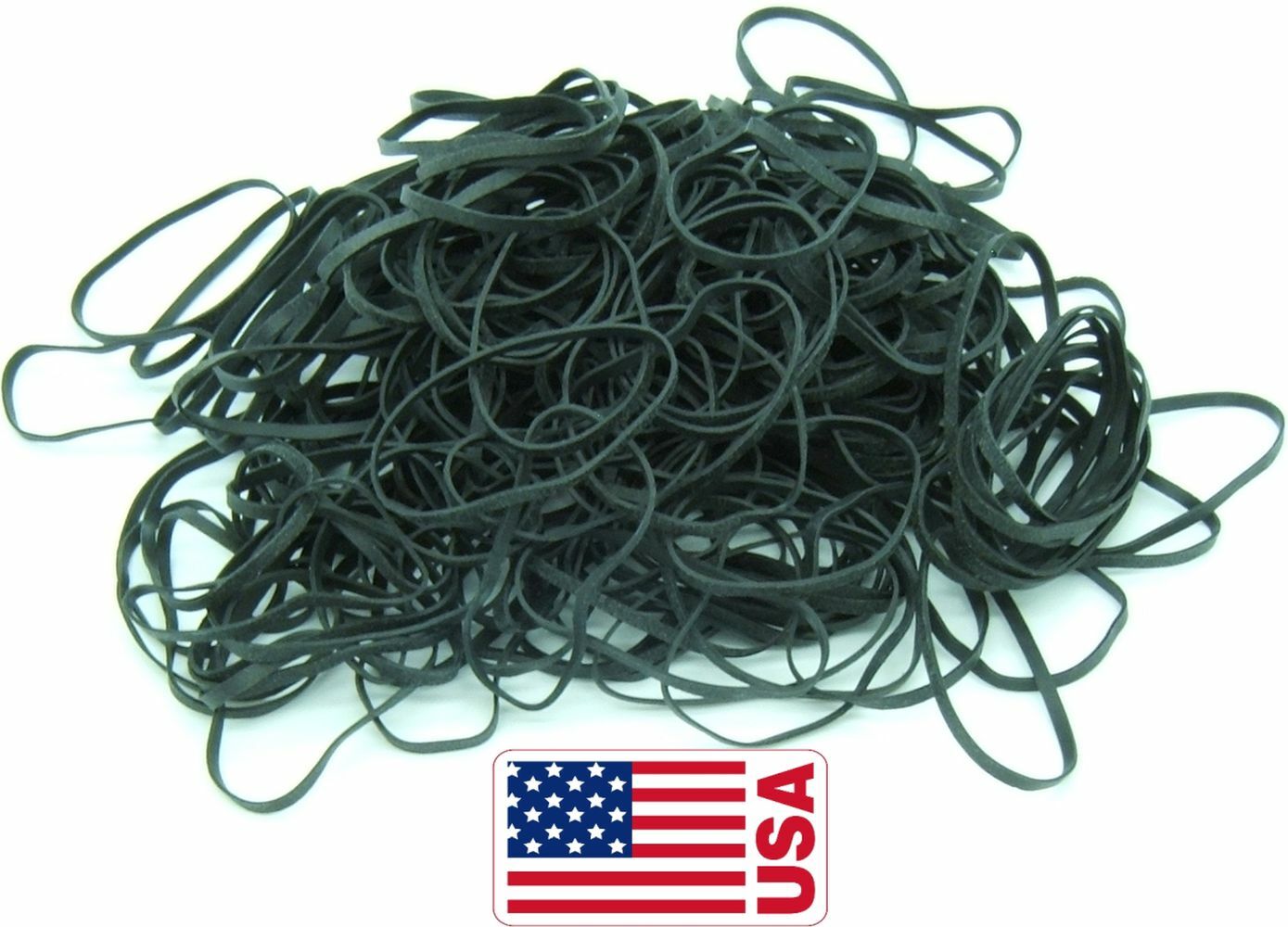 USA Bulk Black High Heat UV #32 Angler Fishing Rubber Bands - Black 3" x 1/8