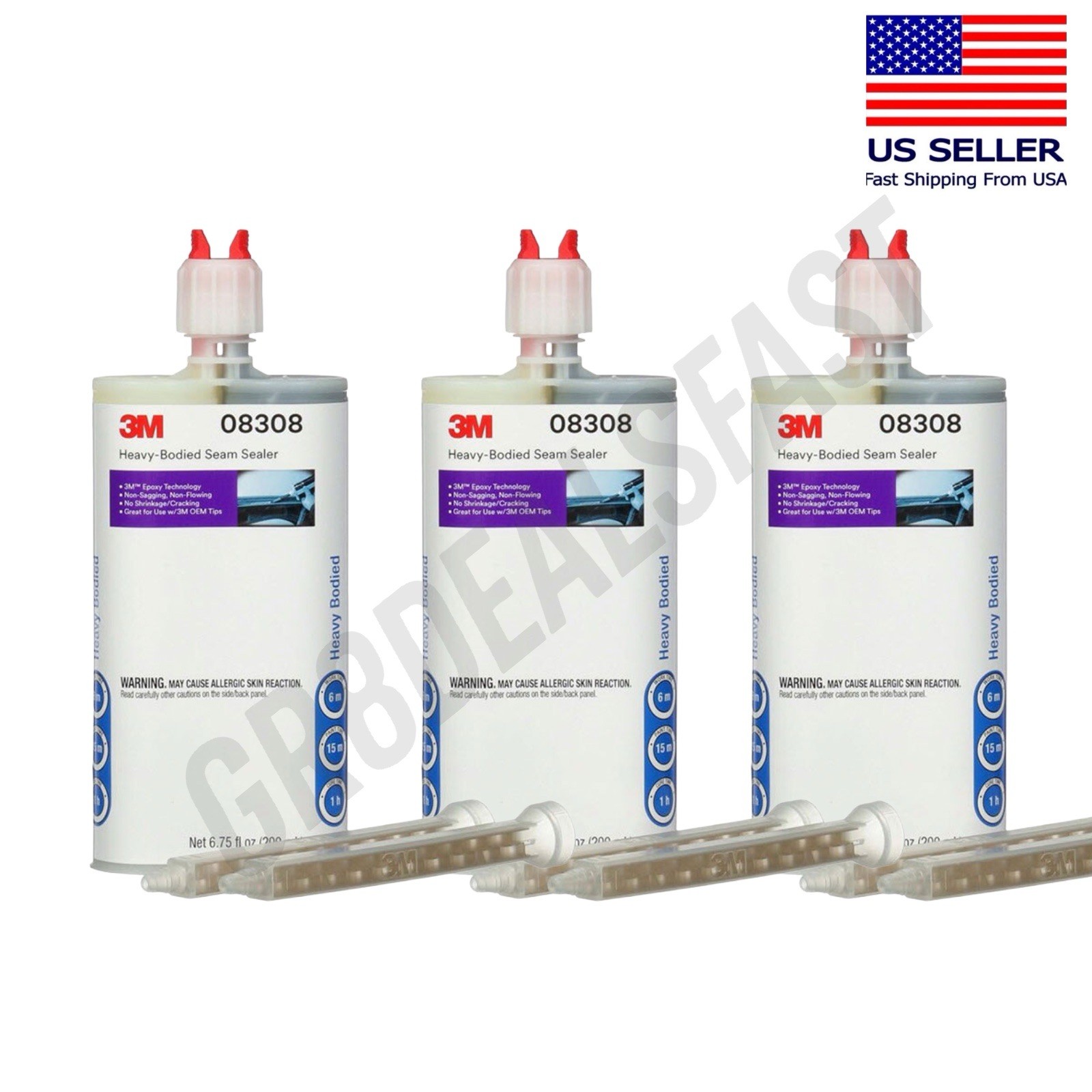 3M 8308 Heavy-Bodied Seam Sealer 08308, 200 mL Cartridge Body Repair (3/PACK)