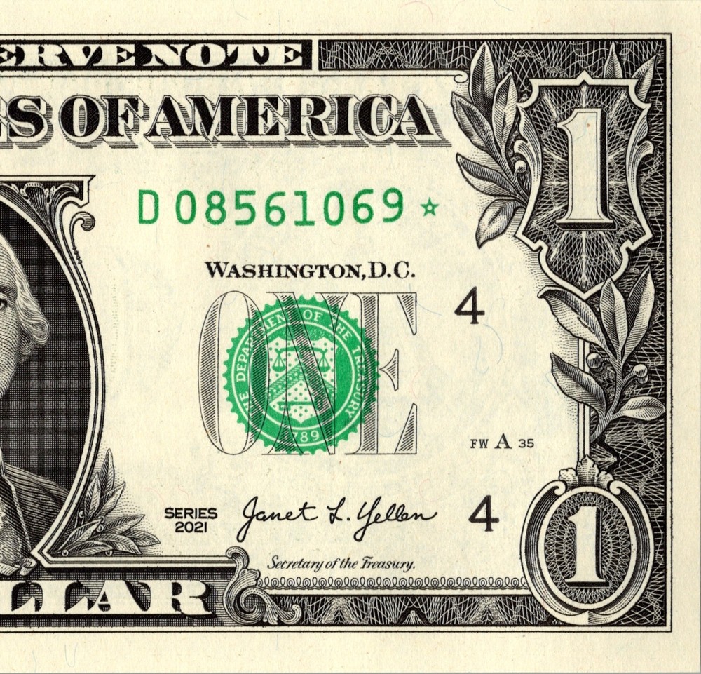 2021 D Star Note One Dollar Bill Regular Run Pack Note D08561069*