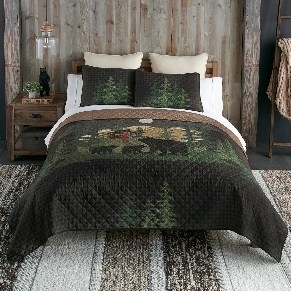 Donna Sharp Foothills Bear Family Rustic Country Queen 3PC Quilt Set