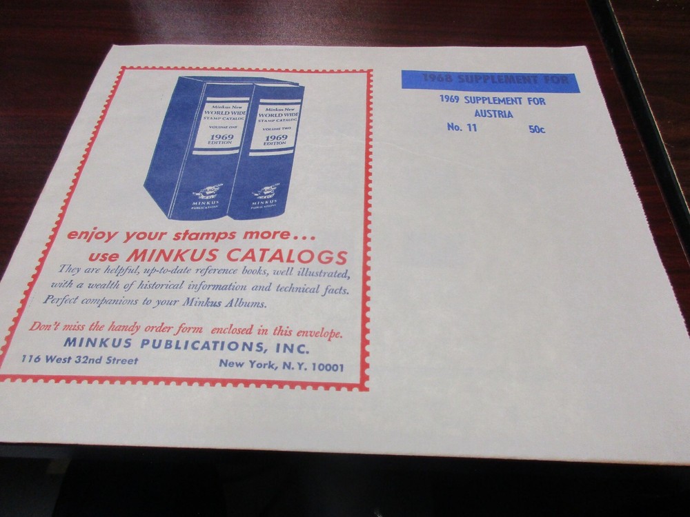 "MINKUS" 1969  SUPPLEMENT AUSTRIA  #11   W/FREE SHIPPING!!!