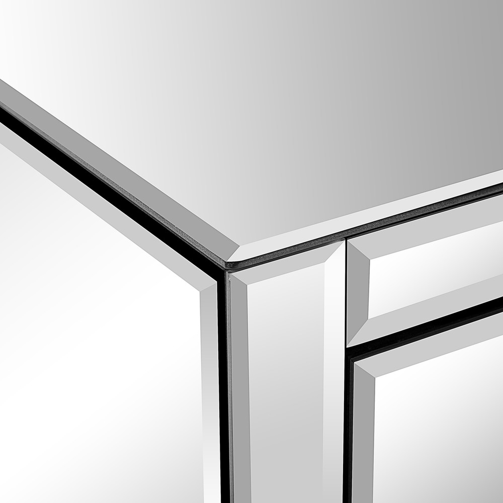 Mirrored Glass Bedside Table Dazzling Bedside Cabinet with Three Drawer
