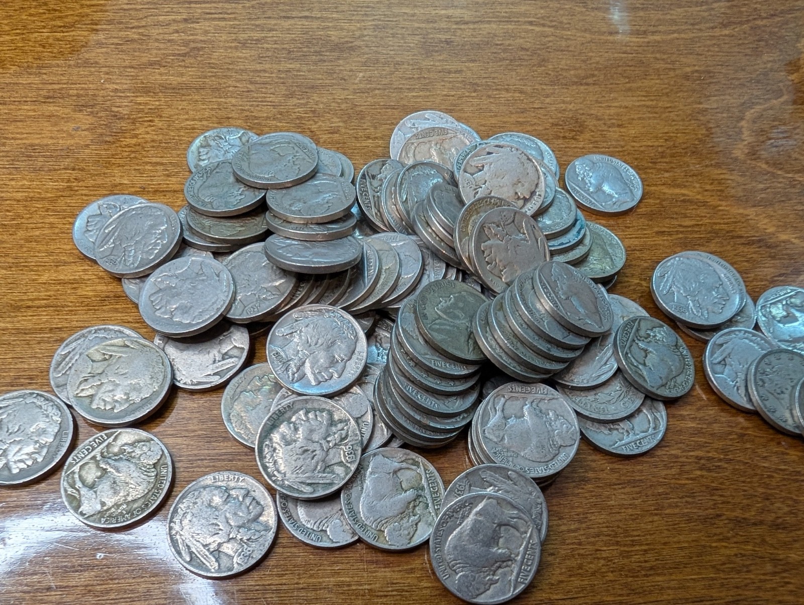 100 Buffalo Nickels - WITH DATES -  Common US Nickel Coins