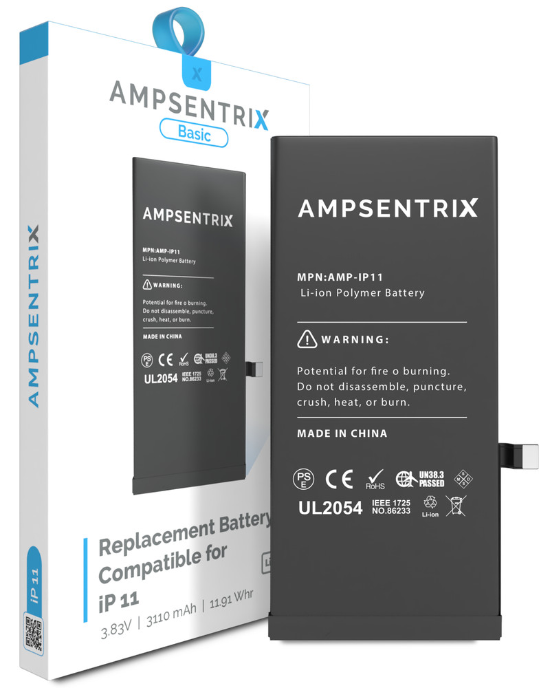 Original AmpSentrix Basic Fast Charging Battery Replacement for I Phone 11