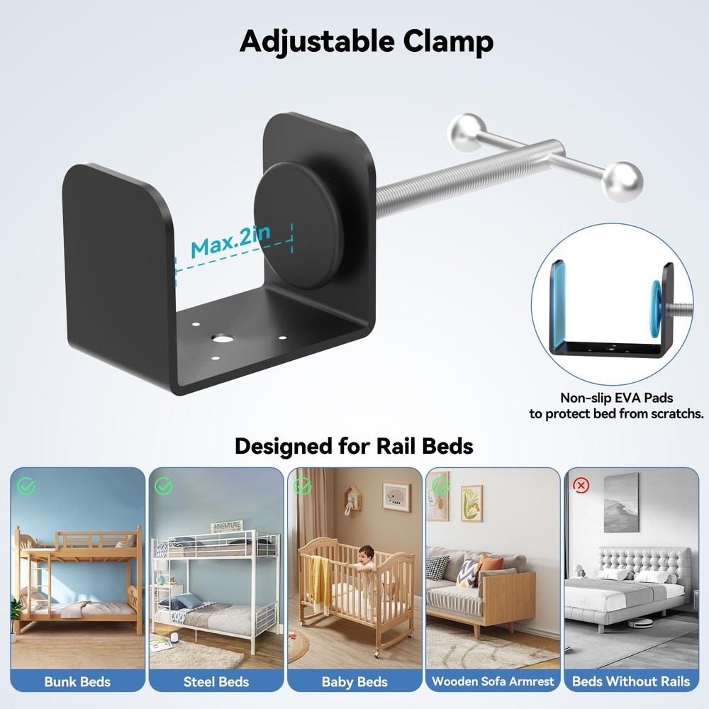 Bedside Shelf Bunk Bed Shelf Bedside Organizer Adjustable Height Top Bunk Bed...