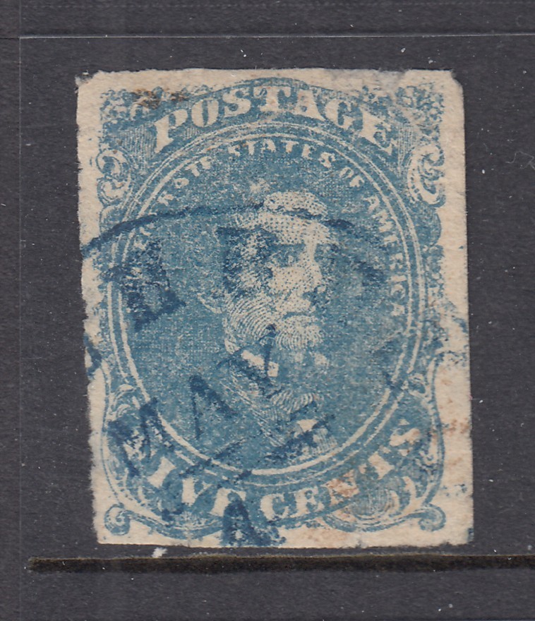 CSA #4 5 cent Jefferson Davis Blue (USED) cv$125.00