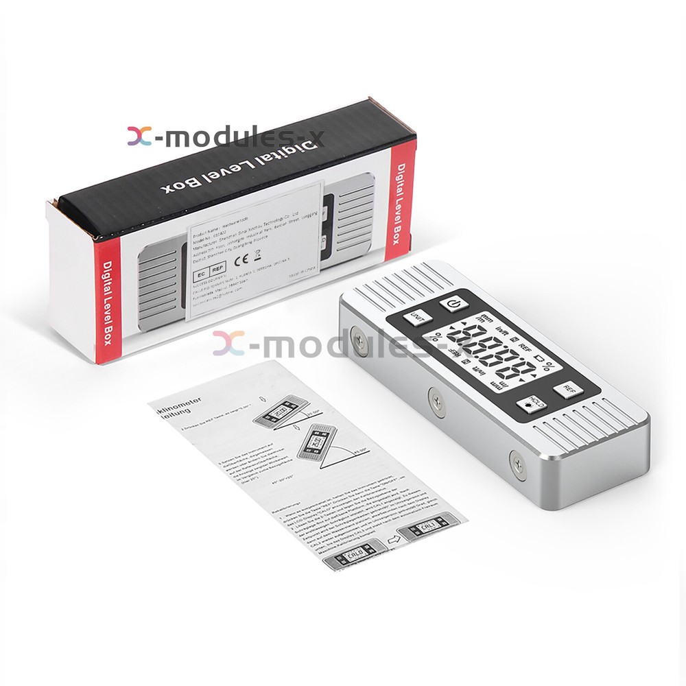 3in1 Protractor Inclinometer Level Ruler 4*90° Digital LCD Display W/ Backlight