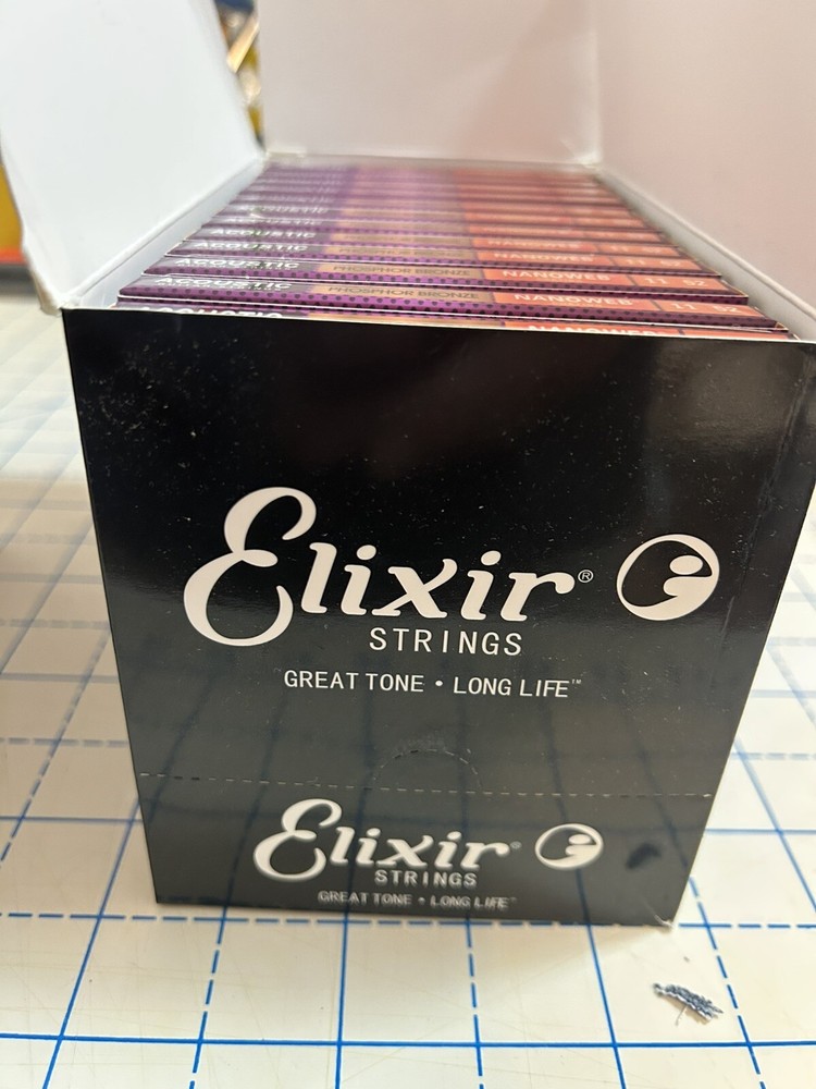 Elixir Nanoweb Phosphor Bronze Custom Light Acoustic Guitar Strings 11-52 12Pack