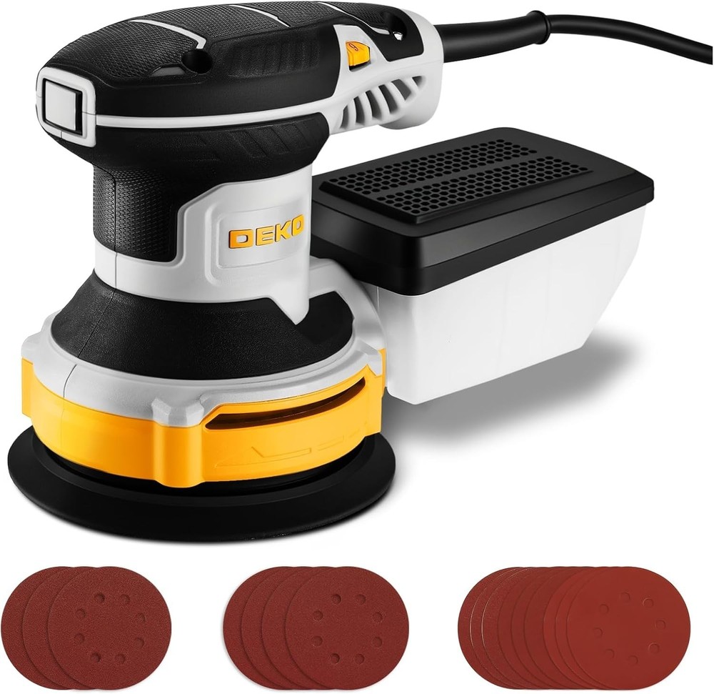 Versatile 5-Inch Random Orbital Sander - Ergonomic & Efficient Dust Collection