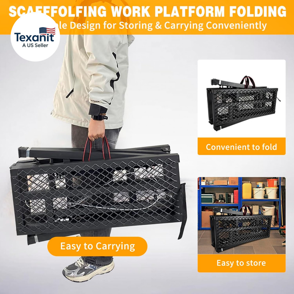 Scaffolding Work Platform, 29.9" to 47.2" Height Adjustable Work Platform, Folda