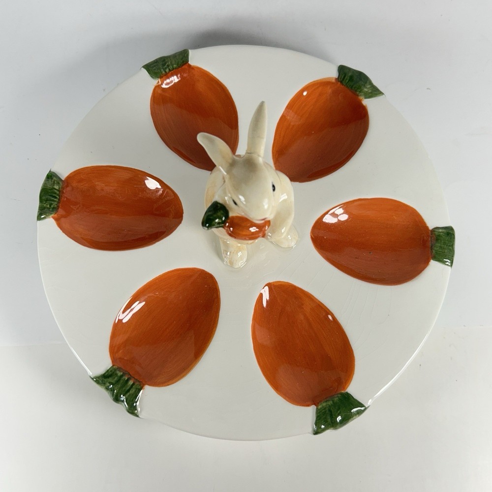 HARRY and DAVID 3D Bunny Rabbit & Carrots Deviled Egg Serving Platter Easter