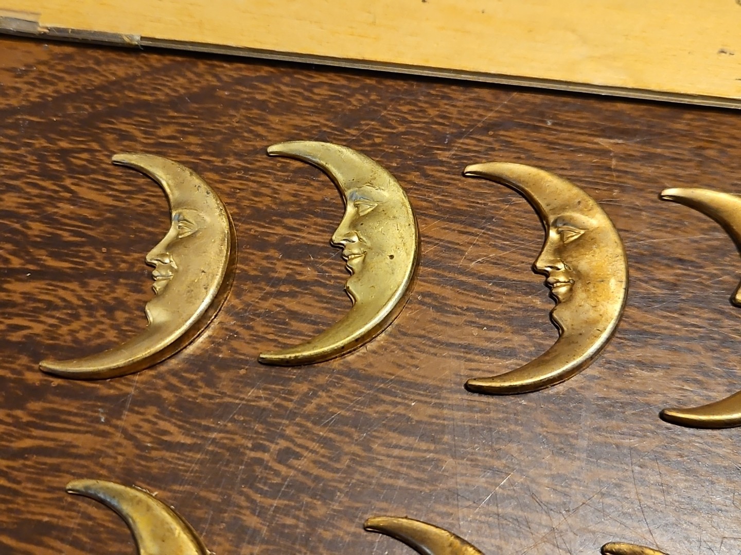 Lot Of 20 Half Moons France Vintage 60s Brass Stampings Findings Jewelry