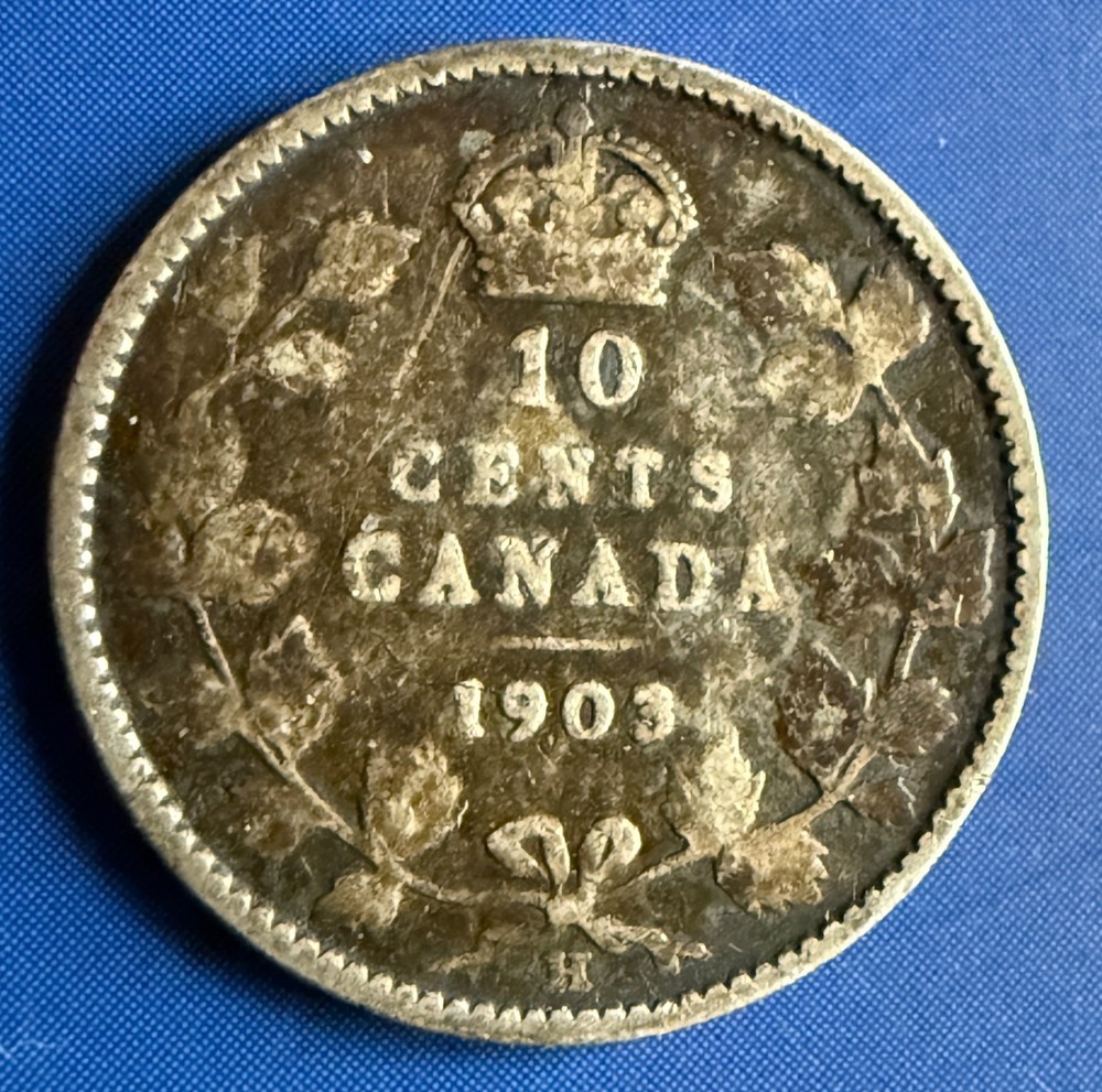 CANADA 10 CENT 1903 H SILVER KM 10