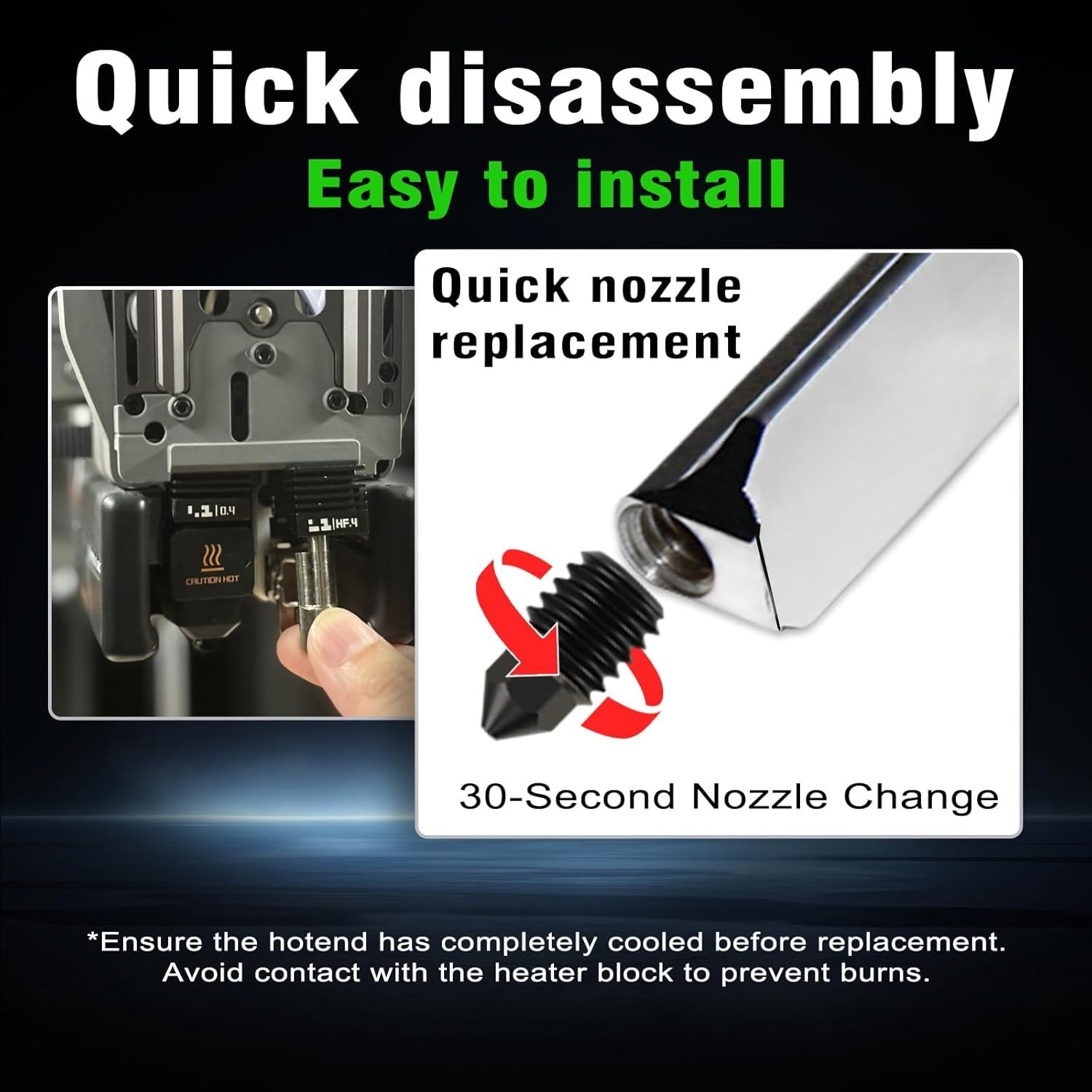 Upgraded 2Pcs 0.4mm H2D/H2S/H2C/P2S Hotend Kit for Bambu Lab H2 Series/P2S 3D...