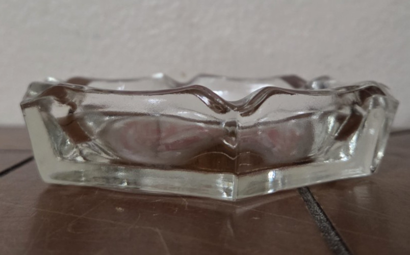 Vintage Reddy Kilowatt Hexagon Glass Ashtray