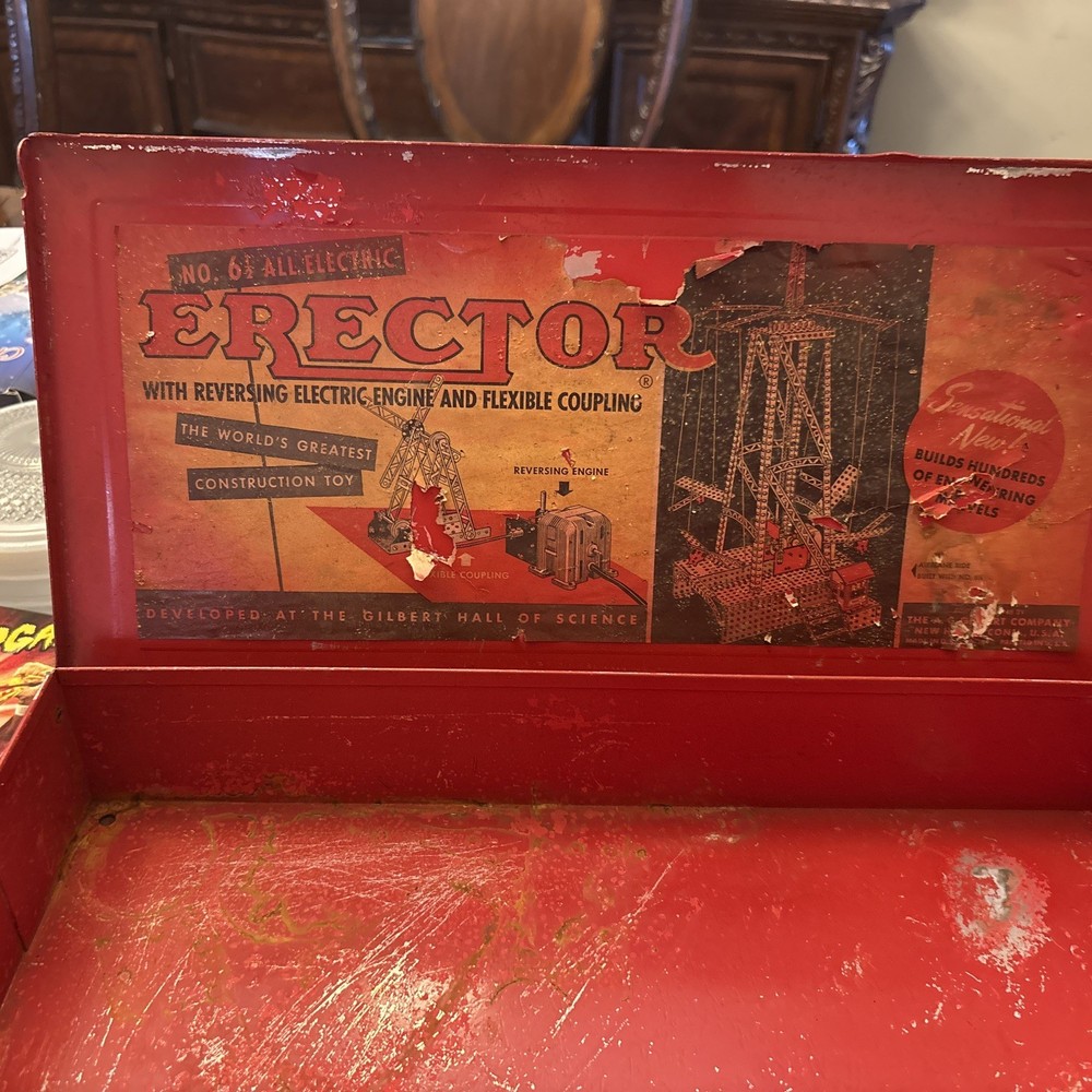 vintage erector set metal box