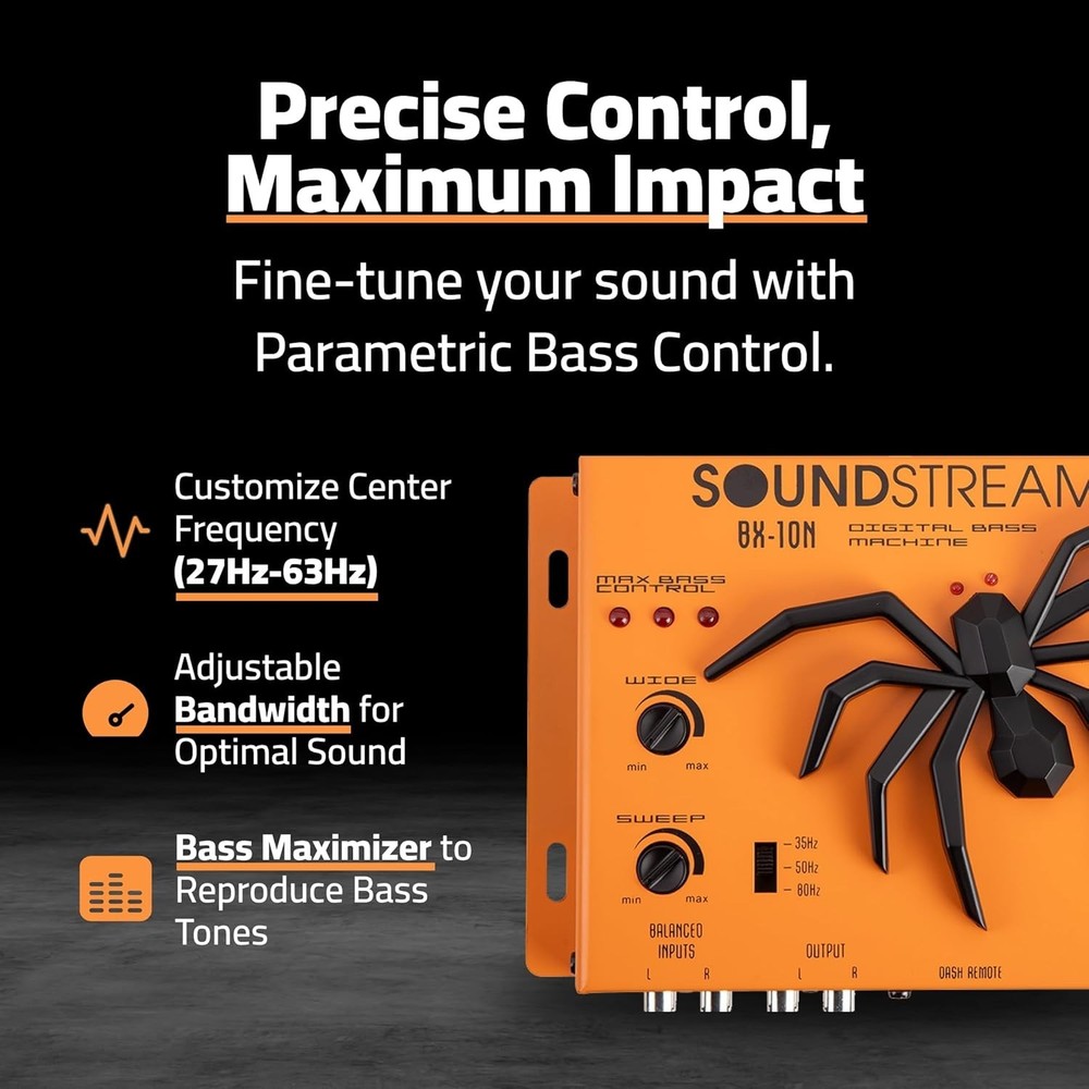 BX-10N Bass Restoration Processor: Parametric Equalizer for Car Audio - Orange