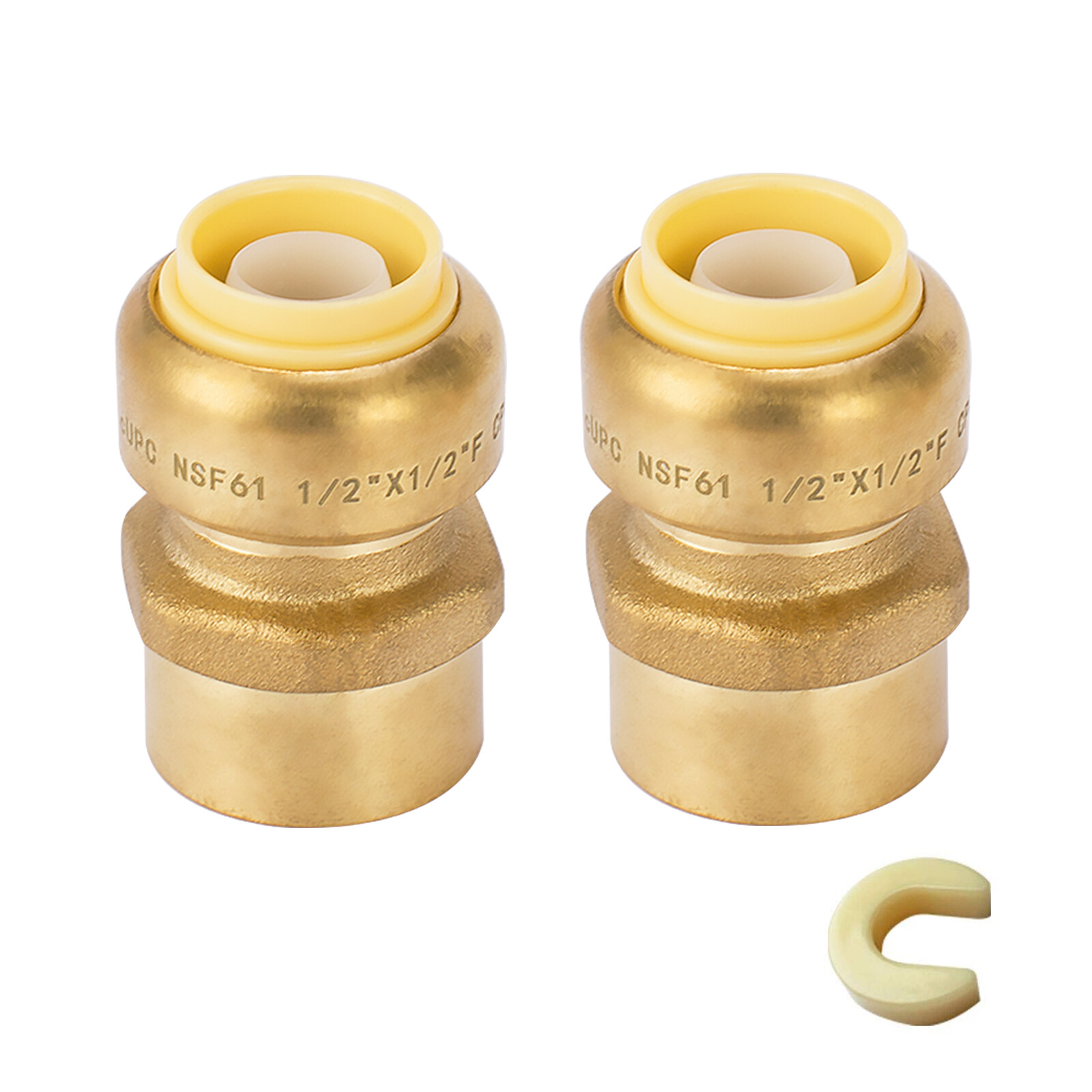 EFIELD (2 to100 Packs)1/2" Push Fit ×1/2"Female Adapter Brass Fittings Lead Free