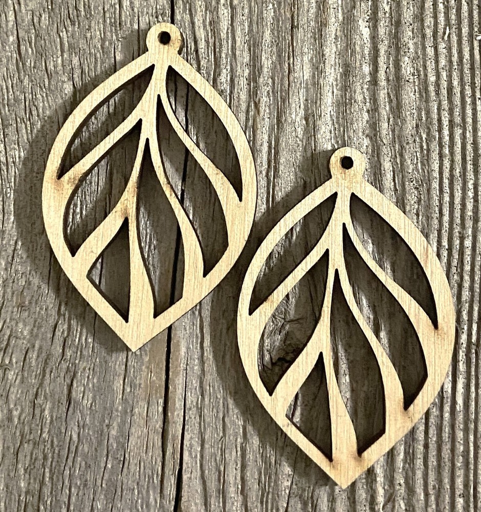 Wood Earring Blanks - 2" x 1.3" Leaf - #E020