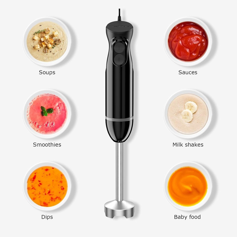 Versatile Immersion Blender with Compact Design for Smoothies, Marinades & More