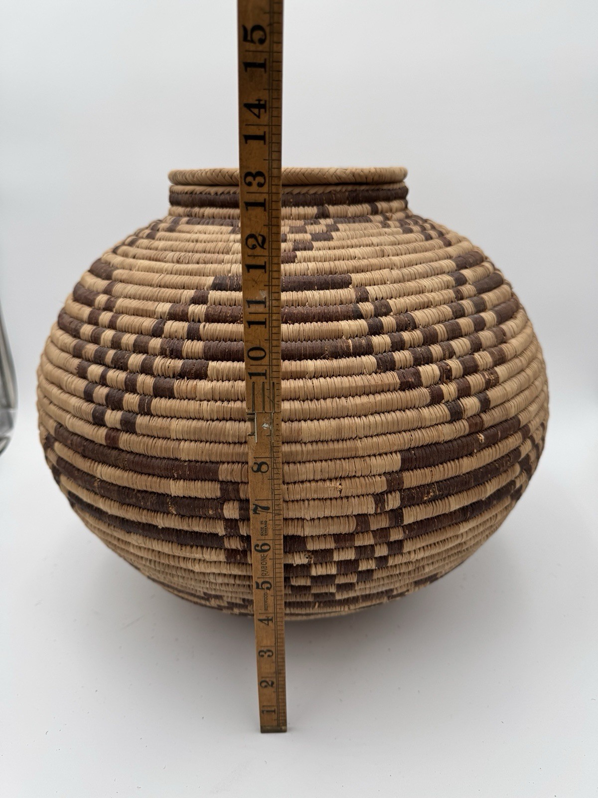 Antique African Indian Woven Basket With Fitted Lid