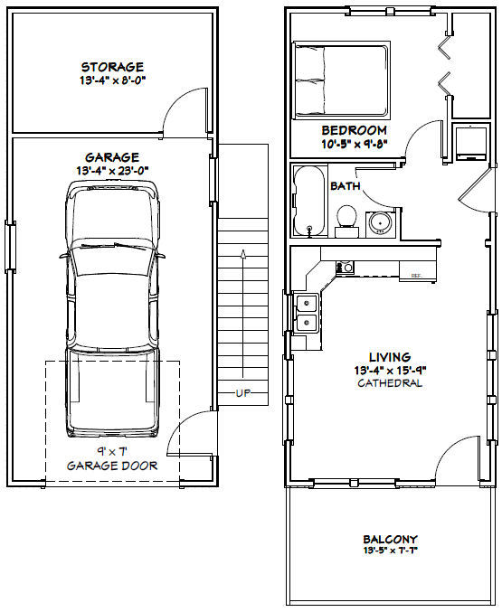 14x32 Tiny House -- 567 sq ft -- PDF FloorPlan -- Model 7A
