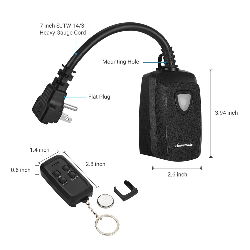 DEWENWILS Outdoor Dimmer for String Lights Plug in Remote Control Light Dimmer