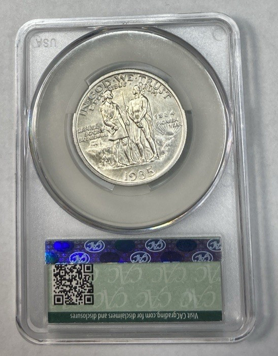 1935 Daniel Boone Commemorative Half Dollar CAC AU Details Cleaned Low Mintage
