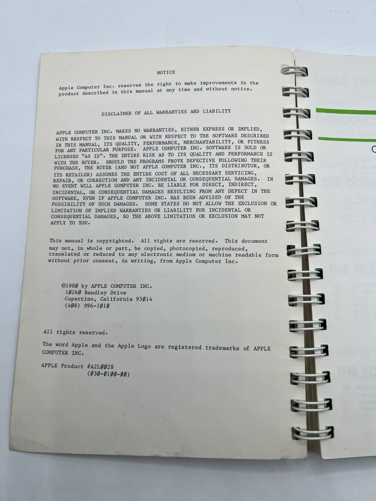 Apple II Pascal Operating System Reference Manual - 1980 Spiral Binding