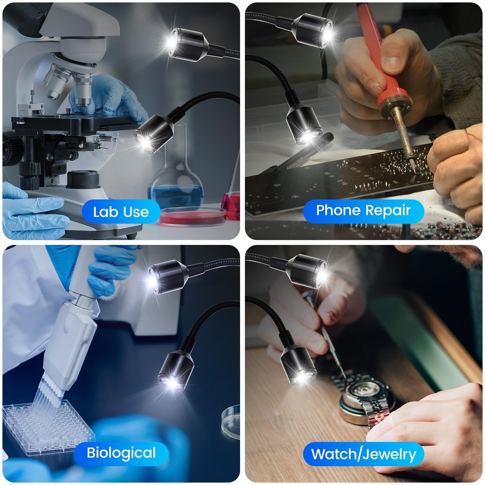 Microscope Articulated Arm Stand Gooseneck Light Set, SpotLight