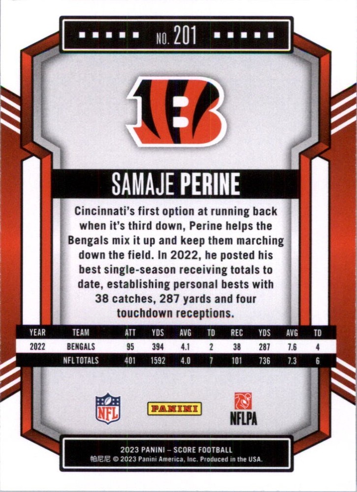 2023 Score #201 Samaje Perine - FB