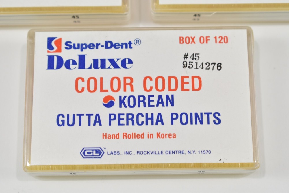 Endo Gutta Percha Points By Super-Dent DeLuxe Color Coded 3 Boxes Size #45