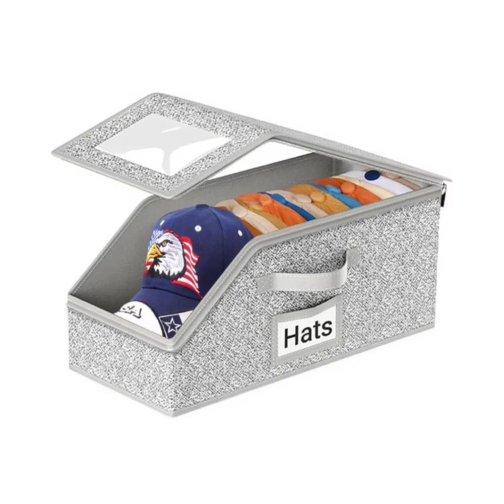 1/2x Stackable Hat Storage Organizer for Baseball Caps 24 Caps Hat Box with Lid