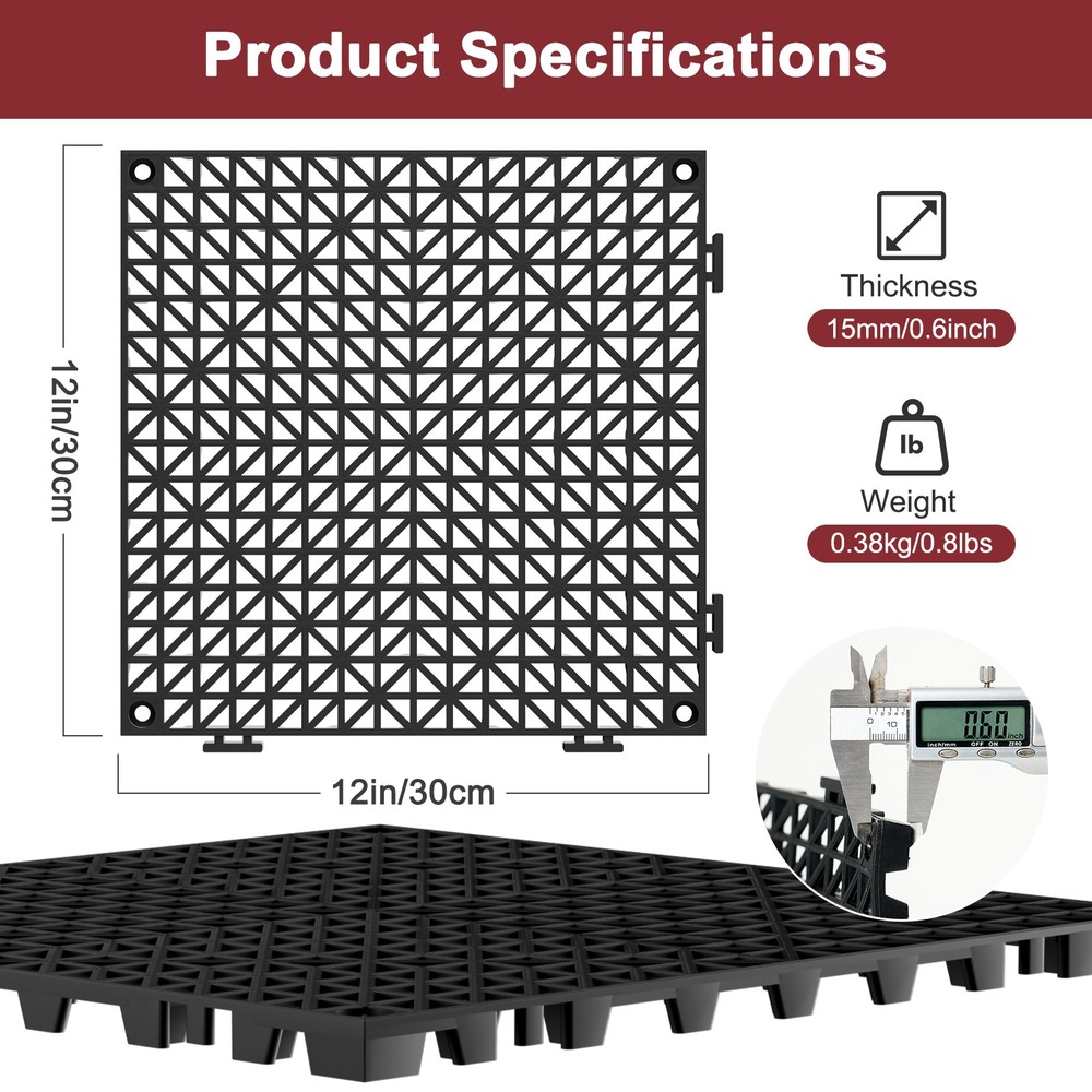 Splicing Drainage Tiles - 12"x12" Interlocking in 24/36/50 Sets