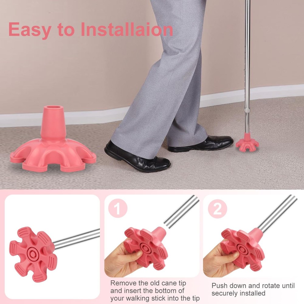 supregear Cane Tip - Self Standing 6 Prong Support Rubber Base for Walking St...