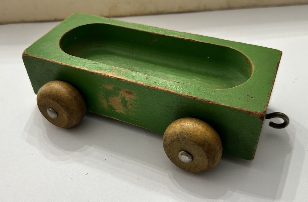 Vintage Playskool Wooden Freight Train Pull Toy - Complete with Original Box