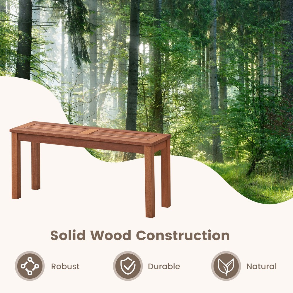Patio 2 PCS Backless Bench 2-Seater Outdoor Dining Bench Solid Wood Backyard