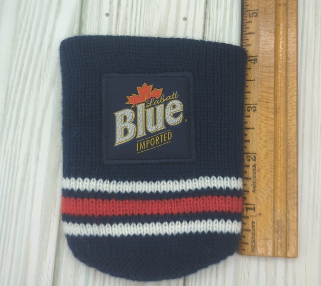 Labatt Blue Knit Beer Koozie Drink Cover