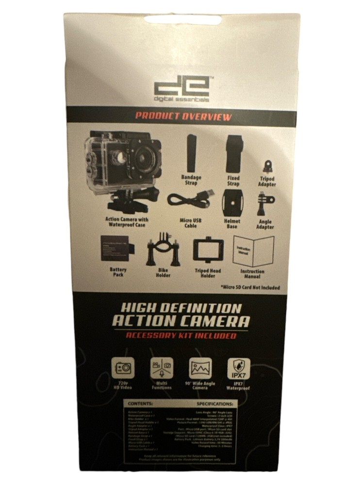 Digital Essentials High Definition Action Camera With Accessory Kit (SA-0001)