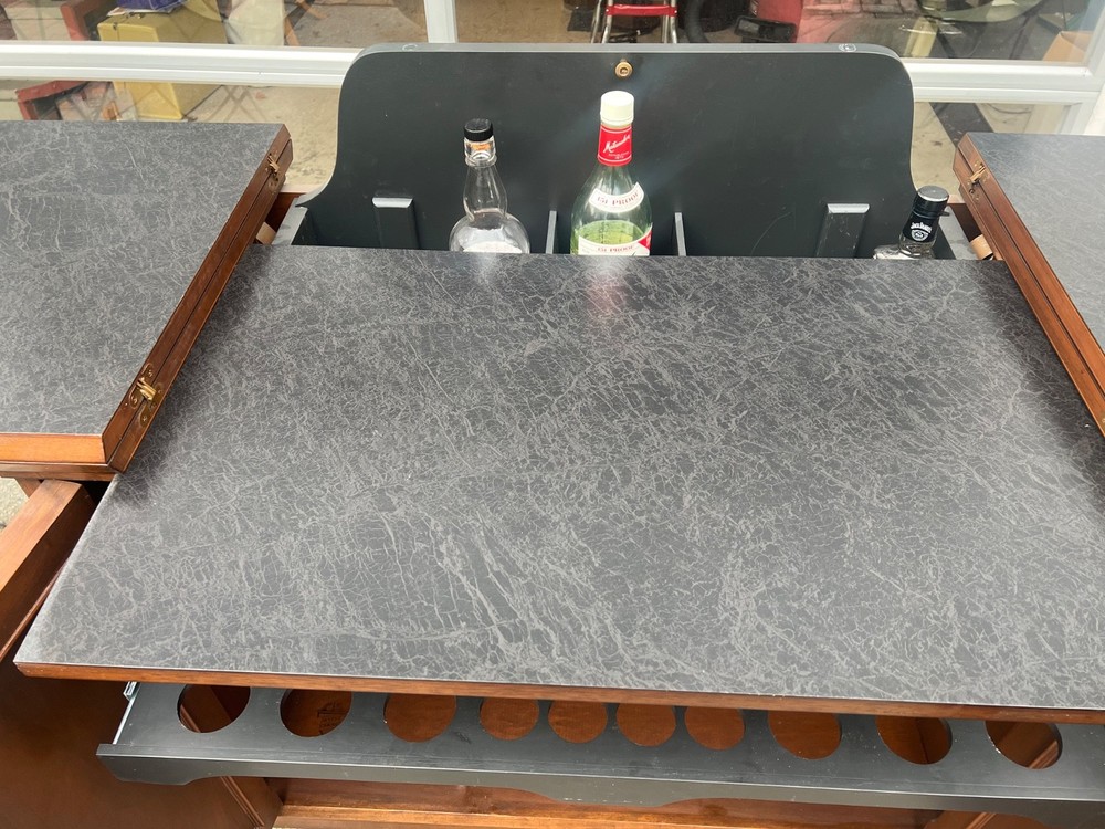Jasper Cabinets Mid Century rolling walnut bar