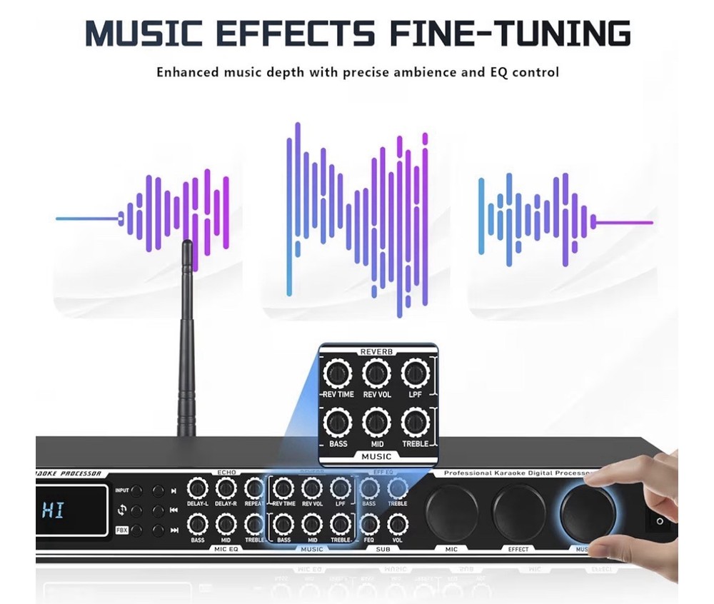 Karaoke Processor System, Digital PreStage Effector Vocal Preamp Mixer Equalizer