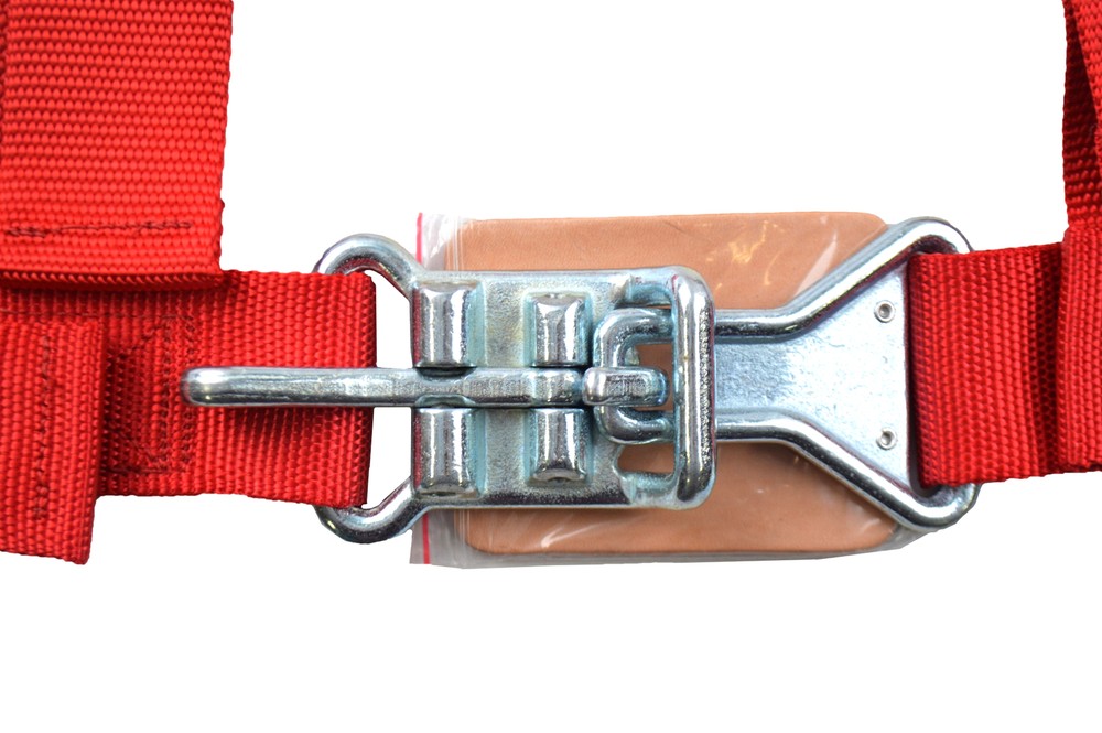 THREE POINT SEAT BELT RACE HARNESS 2" LATCH & LINK PULL UP FLOOR MOUNT RED