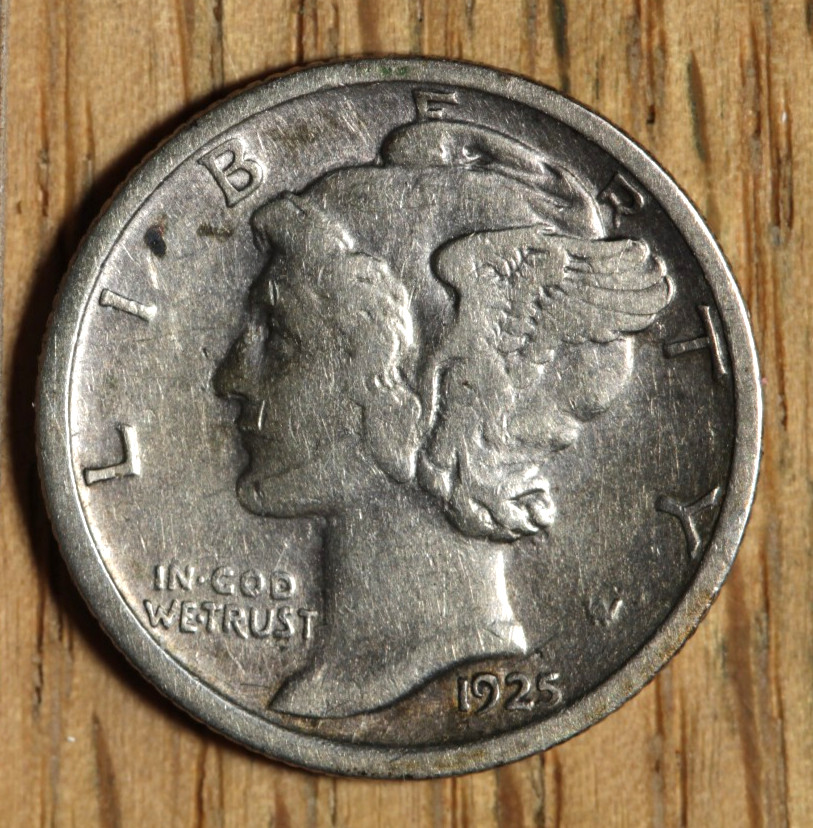 1925 S - Mercury Dime 10¢ - VF+ Very Fine Plus dbkjA