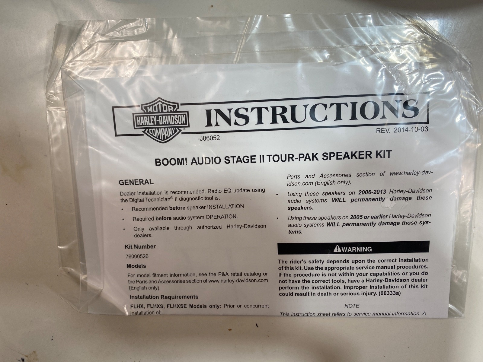 Genuine Boom Audio Stage II Harley CVO King Tour Pak Pack 6.5 Speakers Kit Trunk