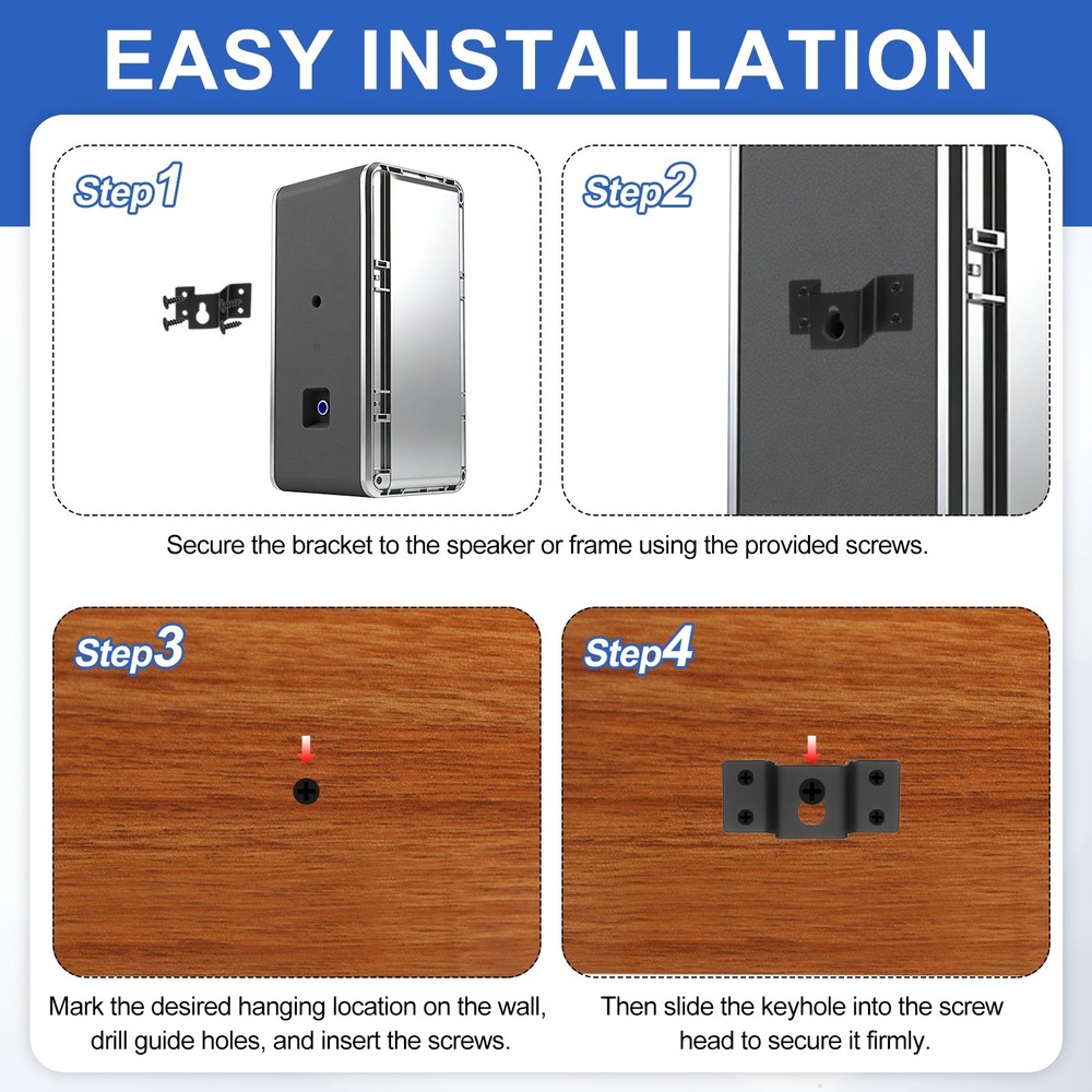 8Pcs Wall-Mounted Speaker Hanging Brackets, 2.8 x 1.18In