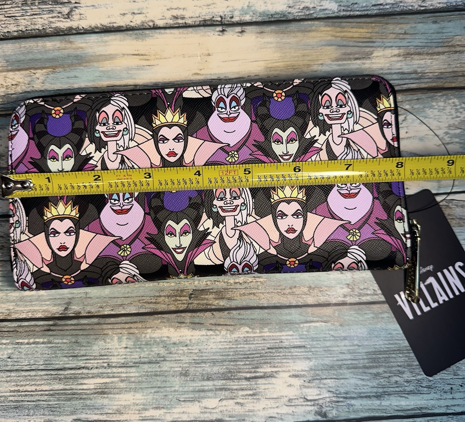 NEW Disney Villains Loungefly Zip Around All Over Print Wallet • Purple