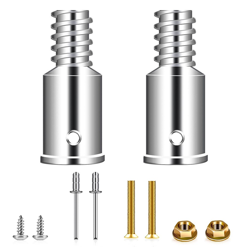 2 Pcs Threaded Tip Replacement Repair Kit Metal Threaded Handle Tips for 1" Wood