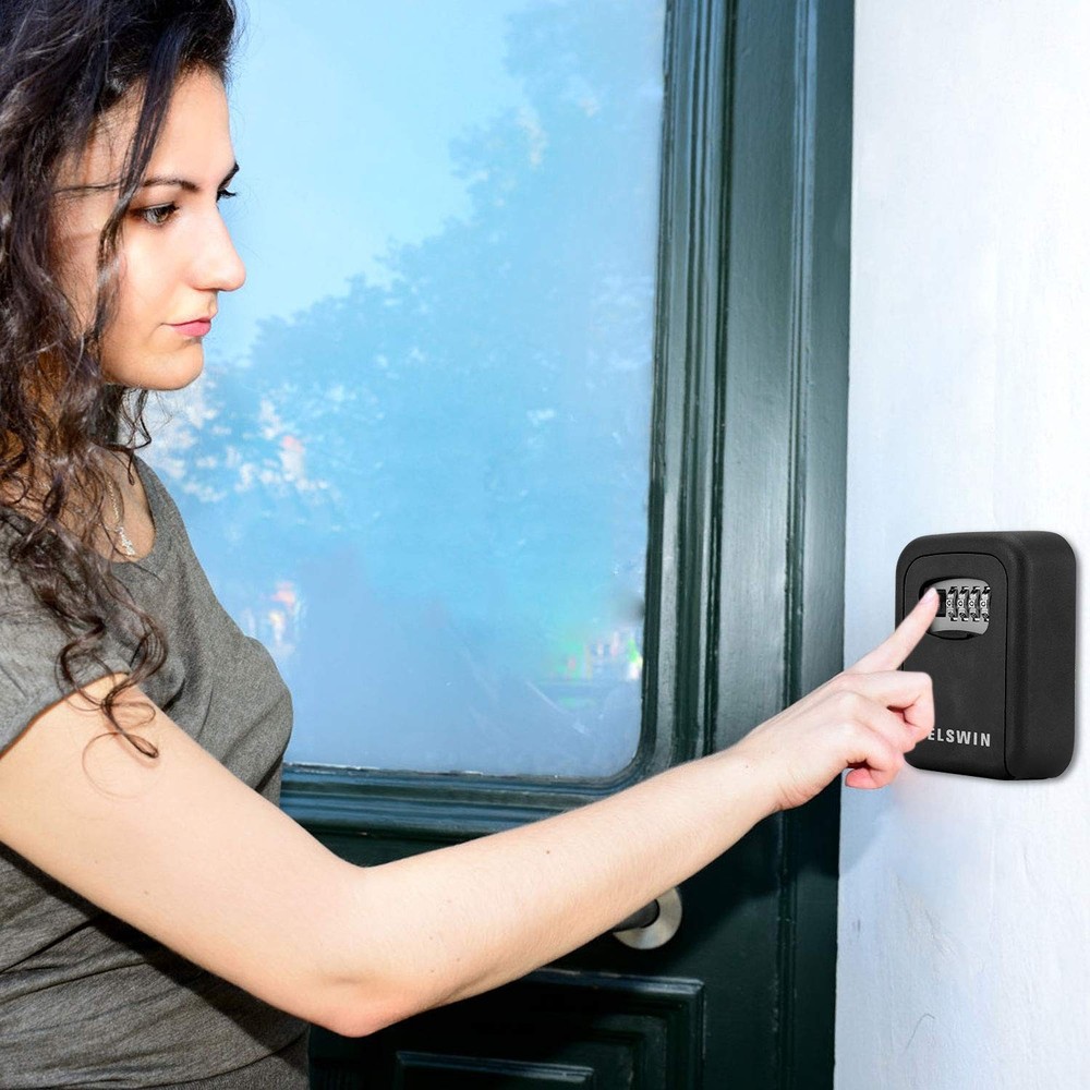 Wall Mount Key Lock Box with Resettable 4-Digit Combination, Large 7-Key Capa...