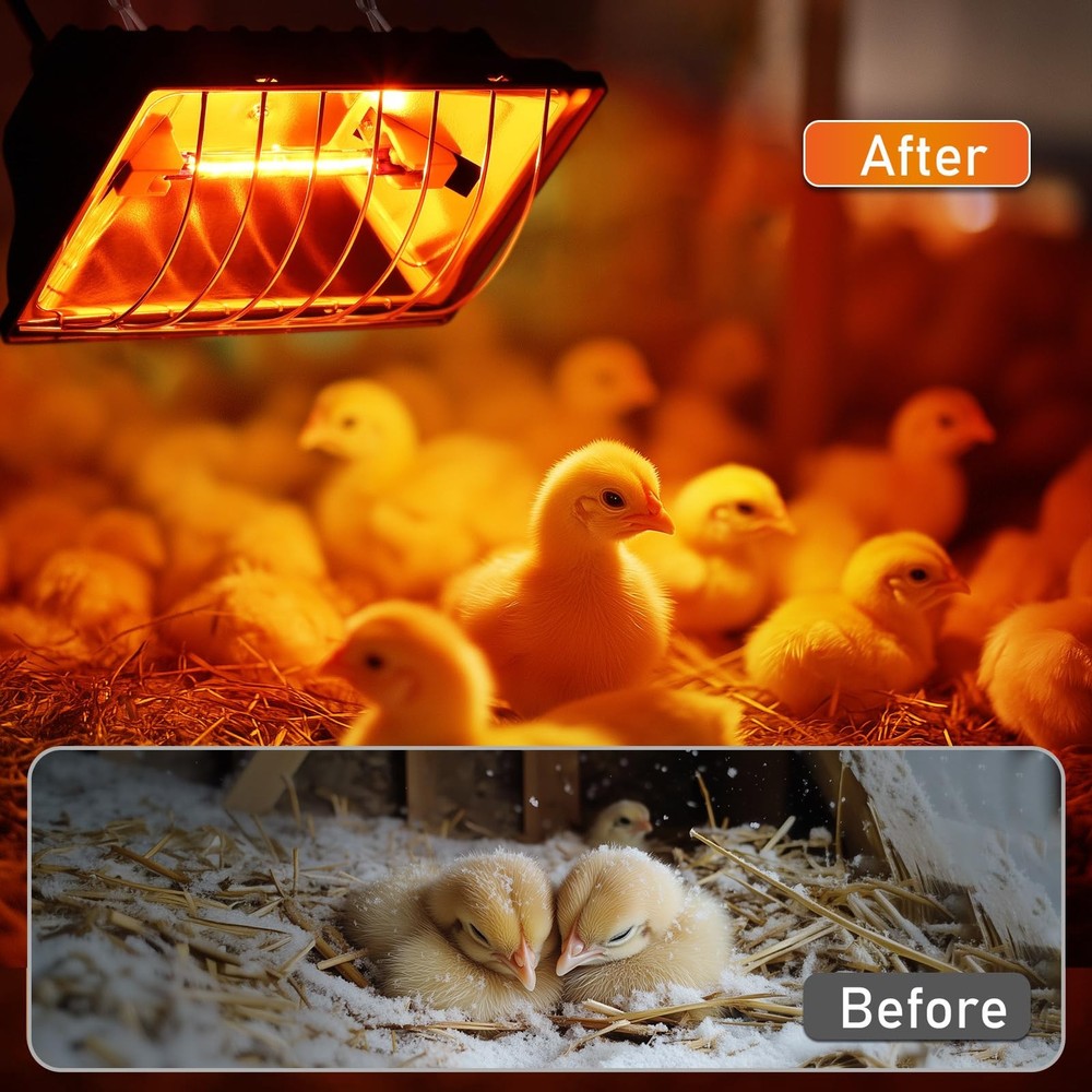 250W Chicken Brooder Heater for Chicks Ducks, Brooder Heater with 2PCS Heat L...